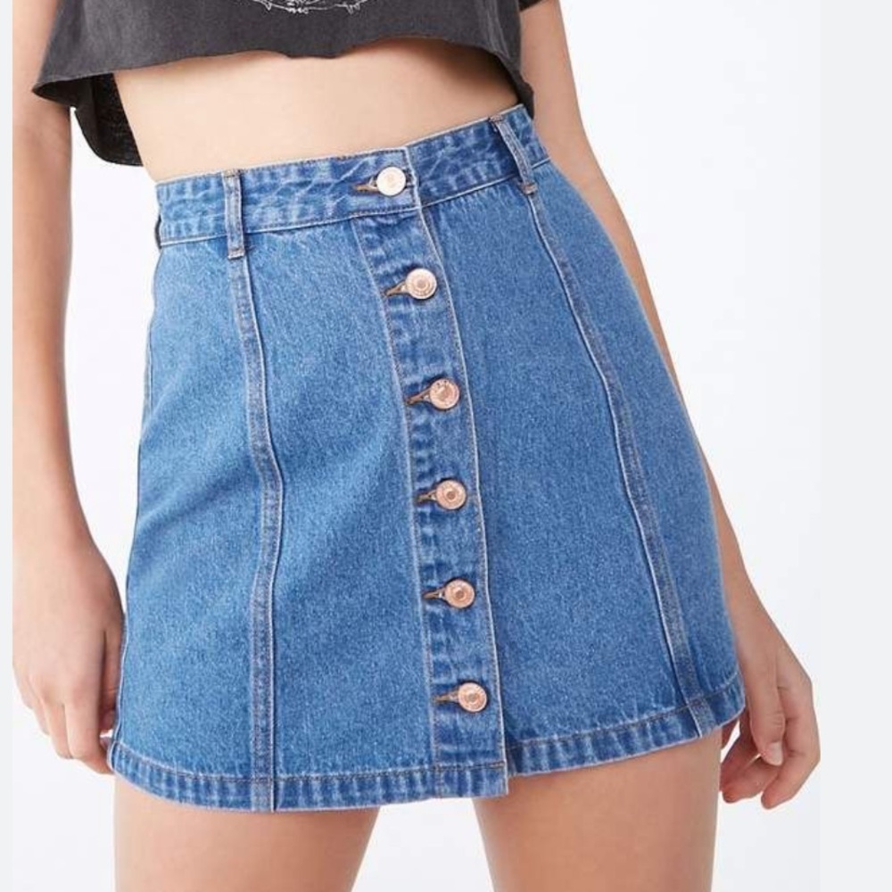 Forever21 Dark Denim Buttoned Skirt